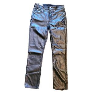 GAP High Rise Vintage Slim Jeans Women's 26 Black Vegan Leather Pants